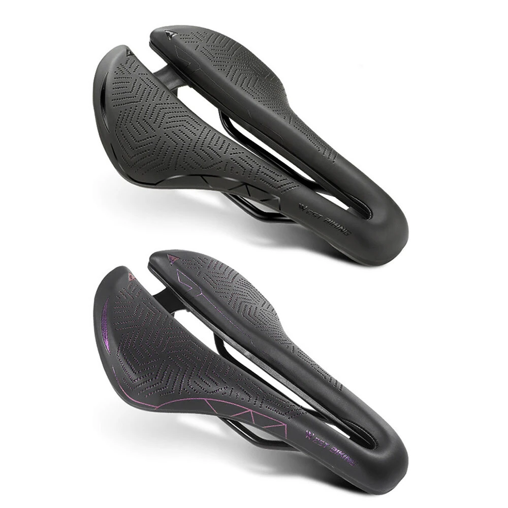 WEST BIKING Hollow Bicycle Saddle Breathable Comfortable PU Waterproof Aerodynamic Anti-slip Concave Point Cushion Shock Absorption Bike Seat for MTB Road Bike (image for) WEST BIKING Hollow Bicycle Saddle Breathable Comfortable PU Waterproof Aerodynamic Anti-slip Concave Point Cushion Shock Absorption Bike Seat for MTB Road Bike